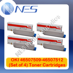 OKI Genuine 46507509-46507512 BK/C/M/Y (x4) Toner Set for C612/C612n/C612dn 8K/6K*3